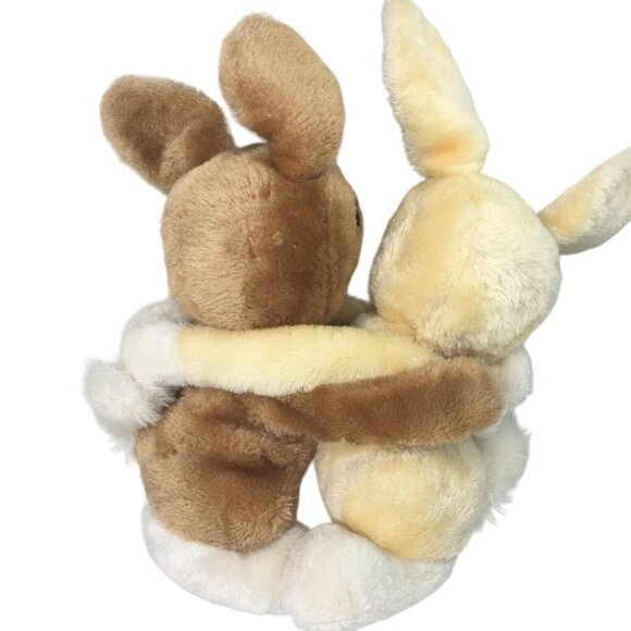 Vtg 77 Dakin 10" Hugging Plush Bunnie Rabbits Bunnies Stuffed Animals Snuggling - Picture 3 of 13